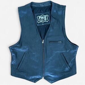 Vintage Leather Motorcycle Vest by First Genuine Leather